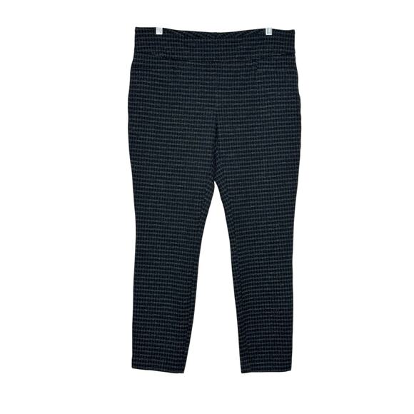 Dalia black plaid pull on flat front pants size Large - Picture 1 of 9